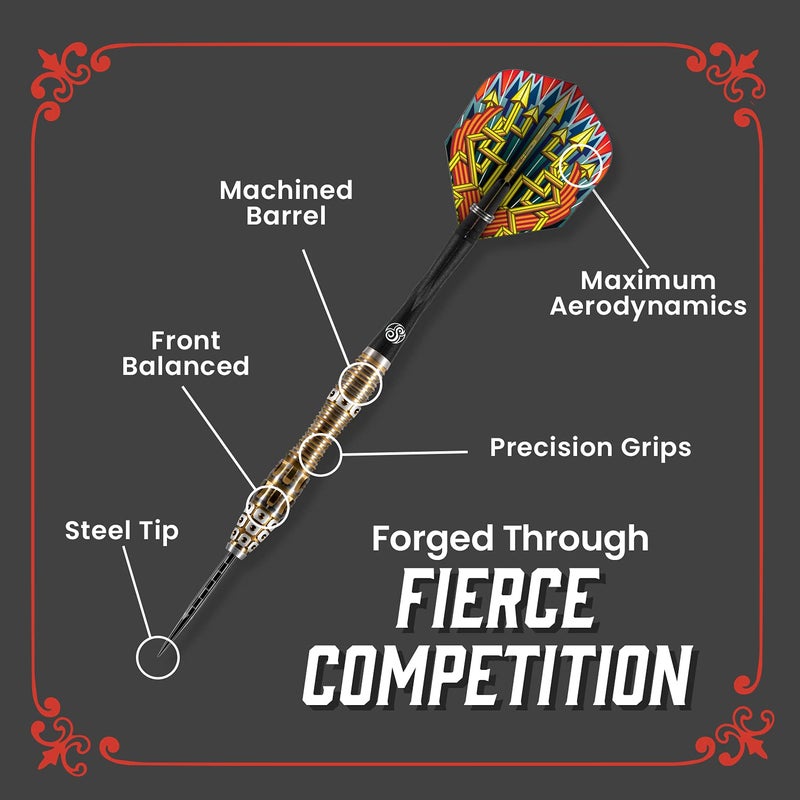 Shot! Darts Roman Empire Legion Steel Tip Dart Set | 90% Tungsten Barrels | Front Balanced with Secure Grip | Handcrafted Pro Darts with Flights for Men & Women | Metal Tips | Made in New Zealand - Image 4
